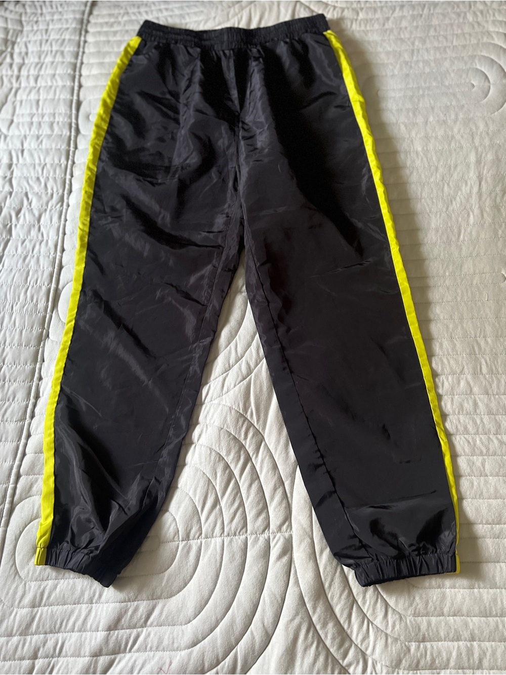 SHEIN Black Joggers with Neon Yellow Side Stripes